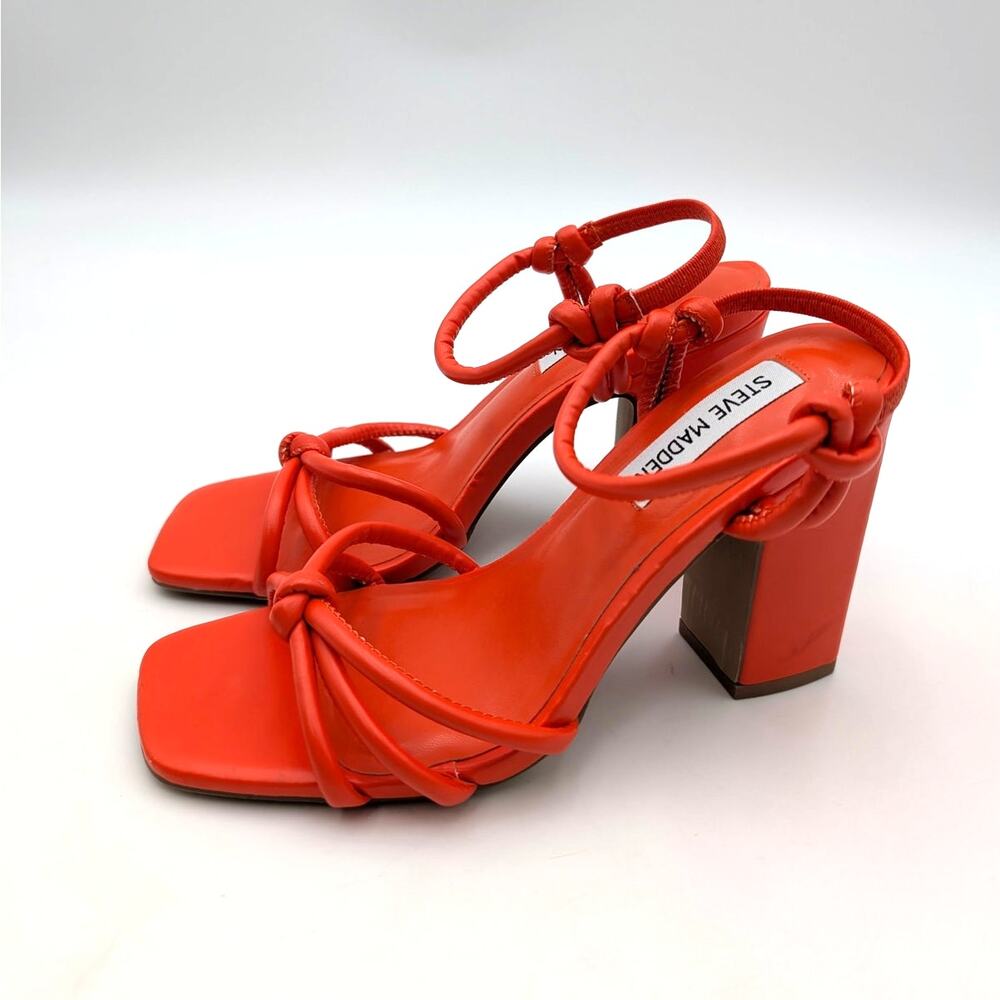 Steve Madden Tokio Knot Heel Sandals Women's Orange Size US7M EU37.5
